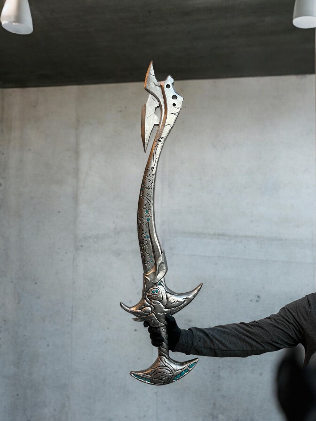 Lara Croft Excalibur sword cosplay prop detail view